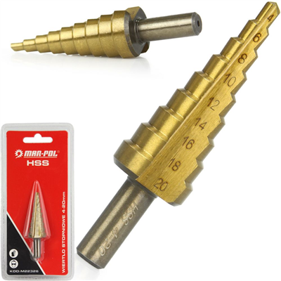 Stupňovitý vrták 4-20mm HSS MAR-POL