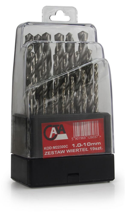 Sada univerzálních vrtáků na železo 1-10mm, 19ks CATA