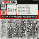 MAR-POL M66541 Nýtovací matice, sada 150ks, M3-M10, hliníkové MAR-POL