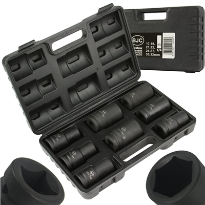 Nástrčné rázové hlavice 3/4", 17-32mm, sada 8ks BJC
