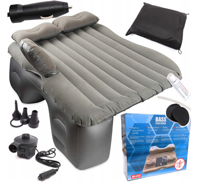 Nafukovací matrace do auta 135 x 80 cm černá s kompresorem 12V BASS