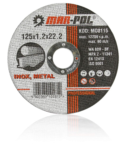 Kotouč řezný na ocel, nerez, 125x1,2x22,2mm MAR-POL