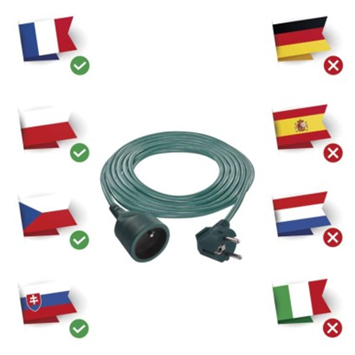 Prodlužovací kabel 5 m / 1 zásuvka / zelený / PVC / 1 mm2
