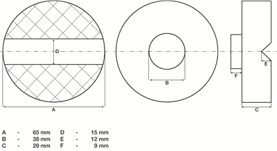 BGS 72108, Gumová podložka | pro zvedák | 65 x 38 mm