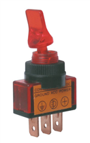 TIPA 02610030 Přepínač páčkový 2pol./3pin ON-OFF 12VDC prosv. červený