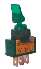 TIPA 02610031 Přepínač páčkový 2pol./3pin ON-OFF 12VDC prosv. zelený