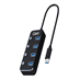 USB rozbočovač GETI GUH4AS 4x USB-A 3.0 se spínači