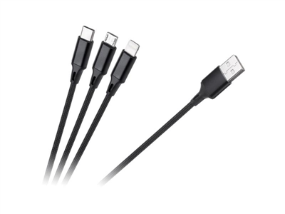 Kabel REBEL RB-6005-100-B USB 3v1 1m Black