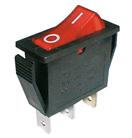 TIPA 02620005 Přepínač kolébkový 2pol./3pin ON-OFF 250V/15A pros. červený