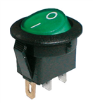 TIPA 02620016 Přepínač kolébkový kul. pros. 2pol./3pin ON-OFF 250V/6A zelený