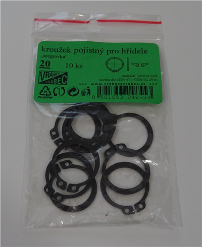 Pojistné kroužky na hřídele - vnější segrovky DIN 471, různé rozměry