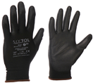 Sixtol SX5046 Rukavice pracovní z polyesteru polomáčené v polyuretanu GLOVE PE-PU 9, černé, velikost 9