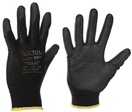 Sixtol SX5048 Rukavice pracovní z polyesteru polomáčené v polyuretanu GLOVE PE-PU 11, černé, velikost 11