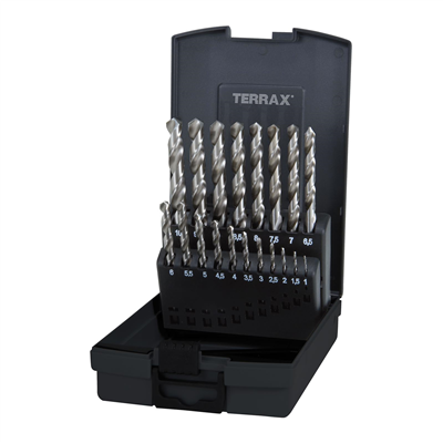 RUKO Sada vybrušovaných vrtáků do kovu Terrax HSS-G 19 dílů | 1-10 mm, plastový box