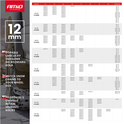 Sněhové řetězy 12mm KN-130 AMiO-02107