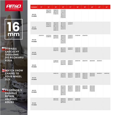 Sněhové řetězy 16 mm 4x4 KB-240
