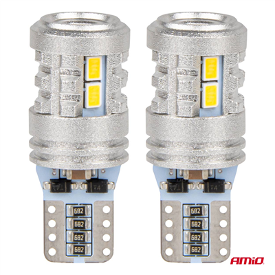 LED STANDARD BULBS T10 W5W 6x3020 + 1x3030 SMD White 12V/24V AMiO-03718