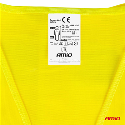 Reflexní vesta XXXL žlutá s certifikátem AMiO-03935
