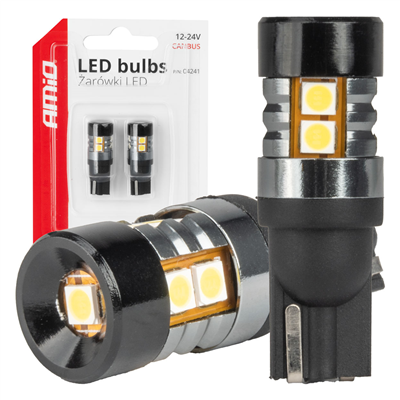 LED žárovky CANBUS T10 W5W 9 SMD 3030 Bílá 12V 24V AMiO-04241