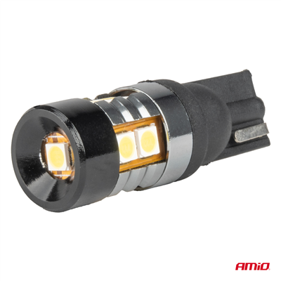 LED žárovky CANBUS T10 W5W 9 SMD 3030 Bílá 12V 24V AMiO-04241