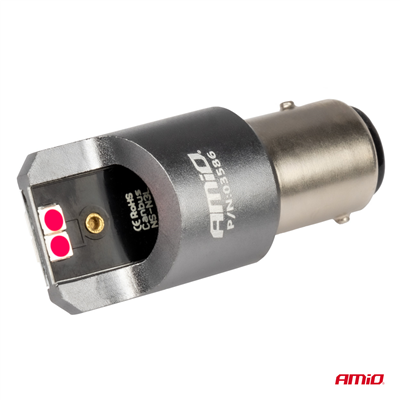 LED CANBUS PRO series BAY15D P21/5W 4x3030 SMD Red 12/24V AMIO-03586