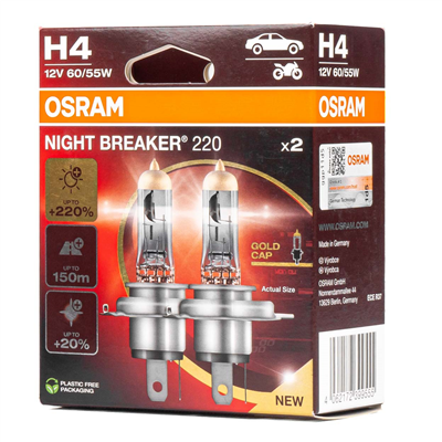 Halogenová žárovka Osram H4 12V 60/55W P43t NIGHT BREAKER 200 /2 ks