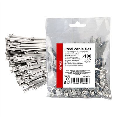 Nerezové sťahovací pásky 4,6x100mm 100 ks AMiO-04319