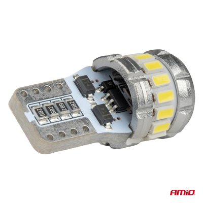 LED žárovky CANBUS T10 W5W 16SMD 2SMD 3014 3030 Bílé 12V 24V AMiO-04260