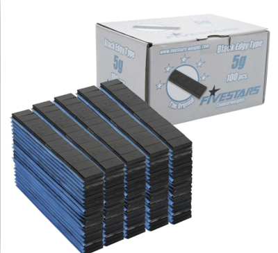 FIVESTARS EGDY 12x5g, Černá závaží na hliníkové ráfky 12x5g, 100ks, 01-02-45