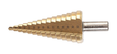 Stupňovité vrtáky HSS-titan na kovy, sada 4 ks, 4-32 mm, TA4037