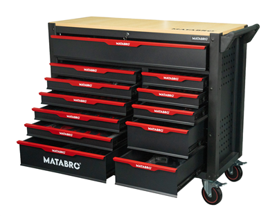 Matabro MB-TC05, Dílenský vozík s nářadím | 12 zásuvek | Červený | 542 ks