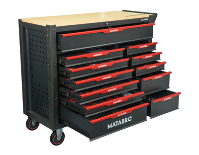 Matabro MB-TC05, Dílenský vozík s nářadím | 12 zásuvek | Červený | 542 ks