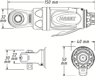 Pneumatická miniráčna 3/8 palce (10 mm) čtyřhran masivní | Délka 150 mm, max. moment 54 Nm