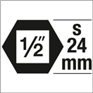 Hazet 903SLG6-17 Nástrčná hlavice pro rázový a strojový utahovák | 1/2 palce čtyřhran dutý, 24 mm vnější šestihran, velikost 17 mm