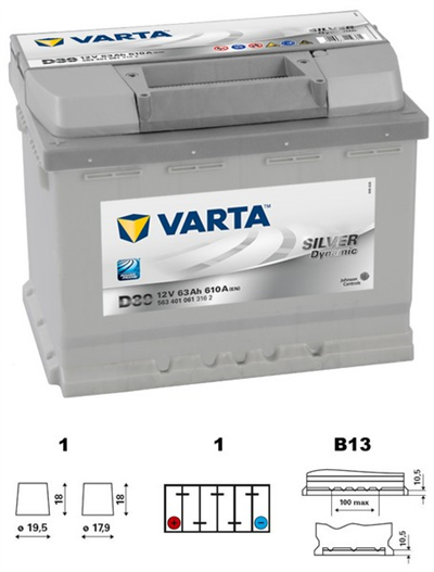 Baterie VARTA SILVER dynamic - 63Ah