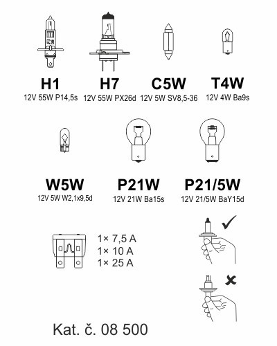 08500 Žárovky servisní box univerzální H7+H1