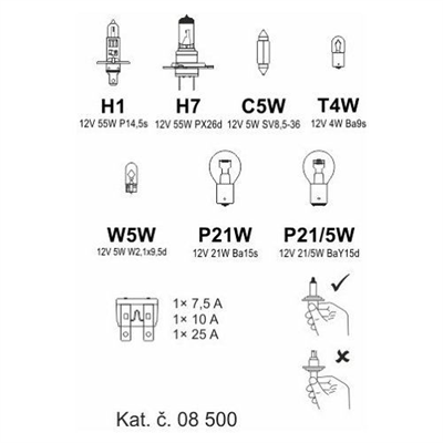 08500 Žárovky servisní box univerzální H7+H1