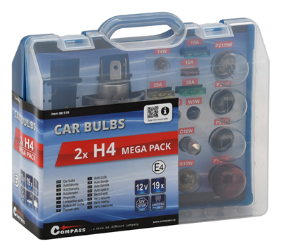 08519 Žárovky 12V servisní box MEGA H4+H4+pojistky