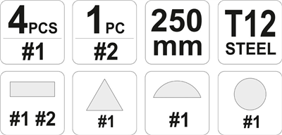 Sada pilníků zámečnických 250 mm 5 ks