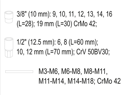 Sada vytahováků šroubů a čepů 17 ks